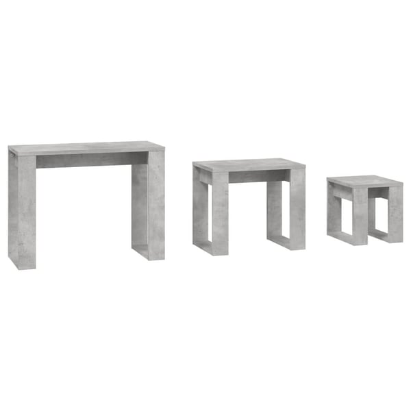 vidaXL Stablebord 3 stk betonggrå konstruert tre
