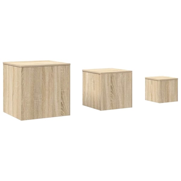 vidaXL Sidebord 3 stk sonoma eik sponplate