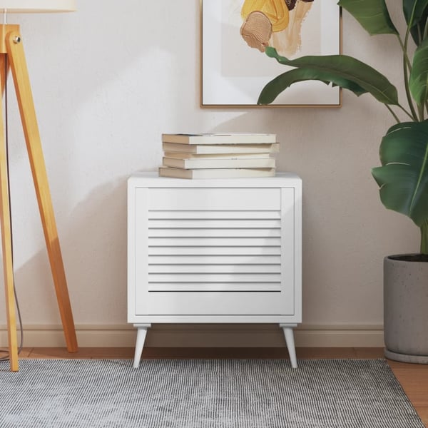 vidaXL skabslåge 39,5x49,4 cm lameldesign massivt fyrretræ hvid