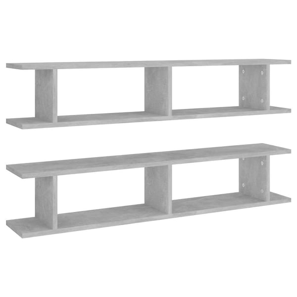 vidaXL væghylder 2 stk. 105x18x20 cm spånplader betongrå