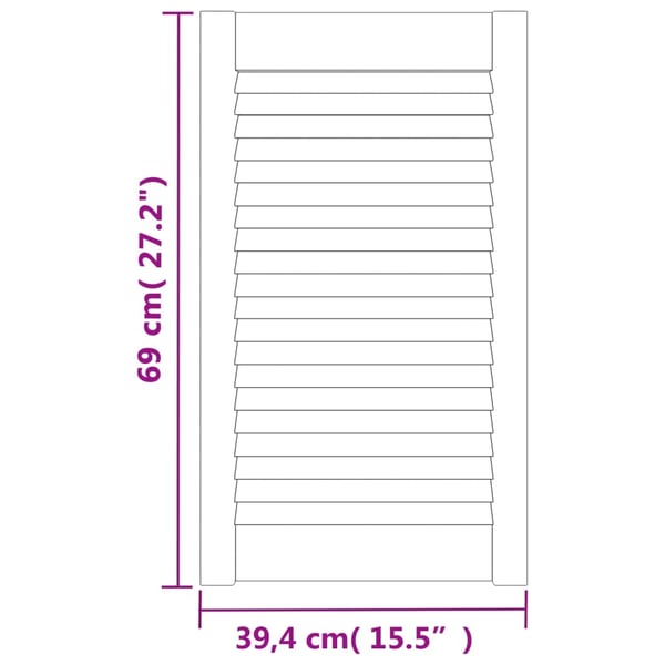vidaXL skabslåger 2 stk. 69x39,4 cm lameldesign massivt fyrretræ