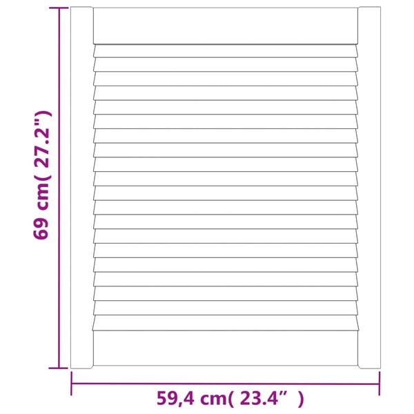 vidaXL skabslåger 2 stk. 69x59,4 cm lameldesign massivt fyrretræ