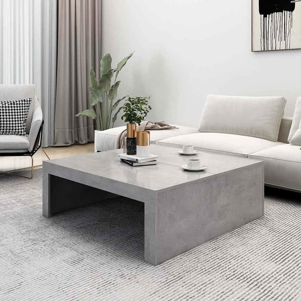 vidaXL Salongbord betonggrå 100x100x35 cm konstruert tre