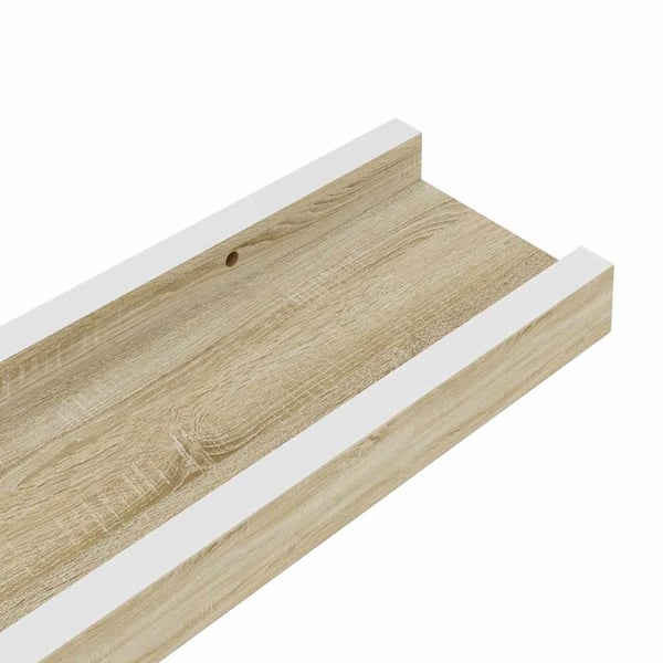 vidaXL væghylder 2 stk. 115x9x3 cm hvid og sonoma-eg