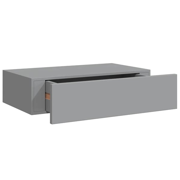 vidaXL væghylde med skuffe 40x23,5x10 cm MDF grå