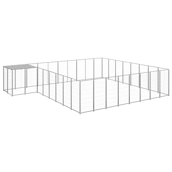vidaXL hundeløbegård 20,57 m² stål sølvfarvet