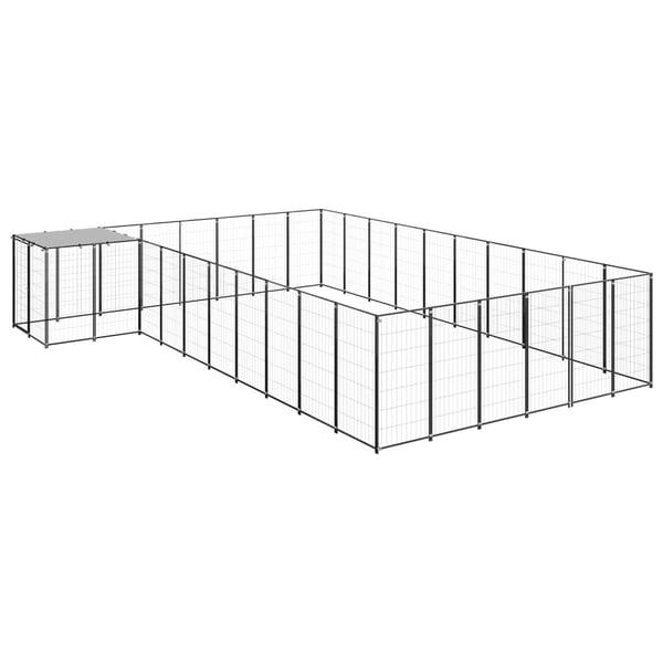 vidaXL hundeløbegård 19,36 m² stål sort