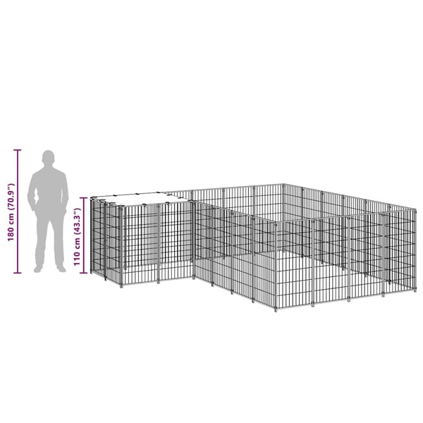 vidaXL Koiranhäkki musta 8,47 m² teräs