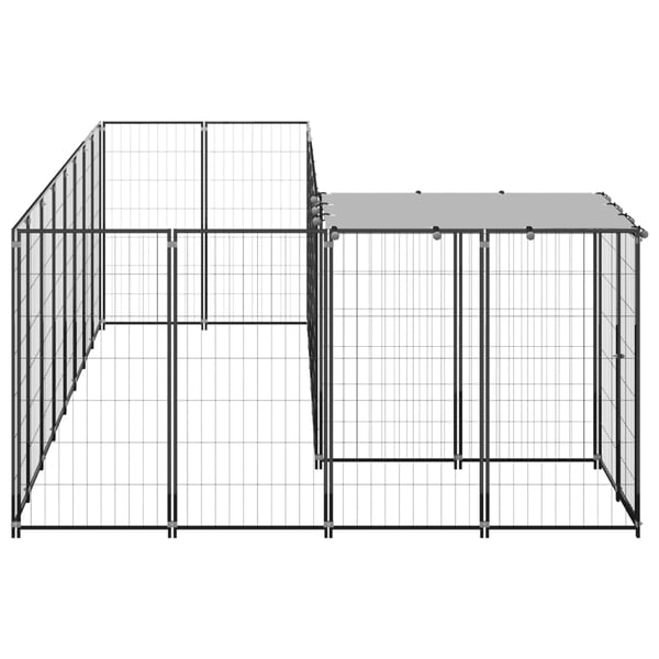 vidaXL Koiranhäkki musta 6,05 m² teräs