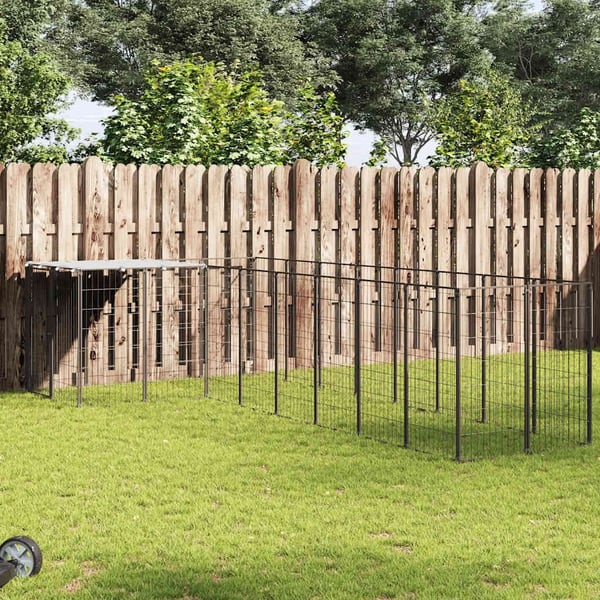 vidaXL Koiranhäkki musta 6,05 m² teräs