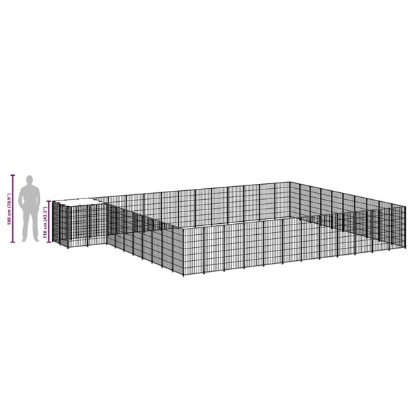 vidaXL Koiranhäkki musta 37,51 m² teräs