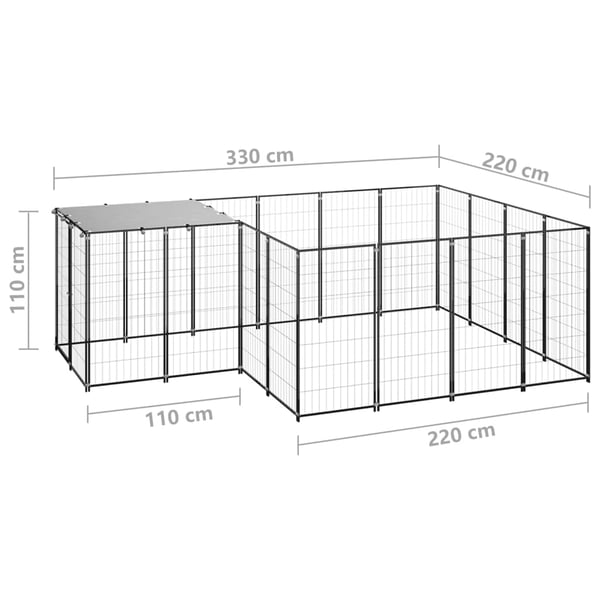 vidaXL Koiranhäkki musta 6,05 m² teräs