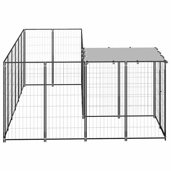 vidaXL Koiranhäkki musta 4,84 m² teräs