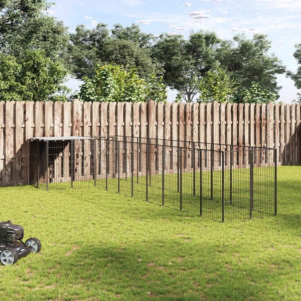vidaXL hundeløbegård 7,26 m² stål sort