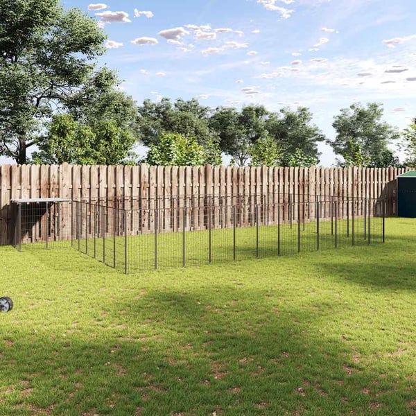 vidaXL Koiranhäkki musta 30,25 m² teräs