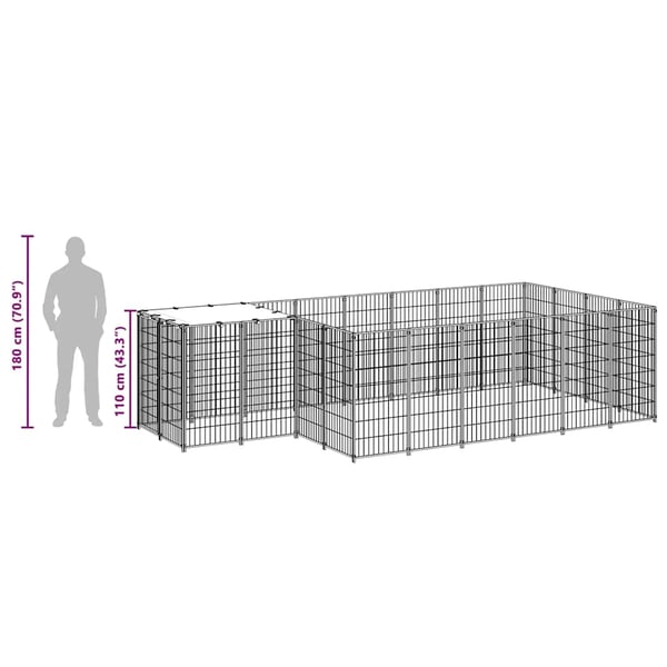 vidaXL Koiranhäkki musta 8,47 m² teräs