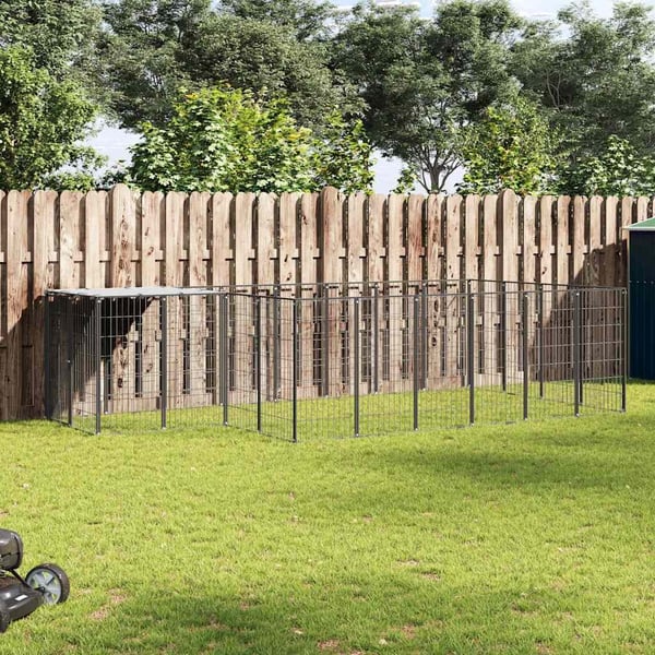 vidaXL Koiranhäkki musta 8,47 m² teräs