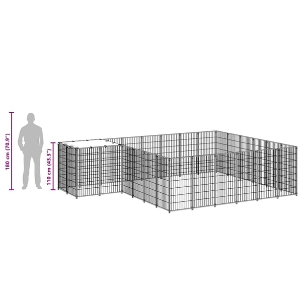 vidaXL Koiranhäkki musta 12,1 m² teräs