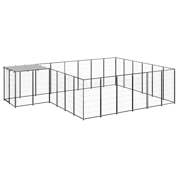 vidaXL Koiranhäkki musta 12,1 m² teräs
