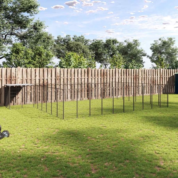 vidaXL hundeløbegård 25,41 m² stål sort