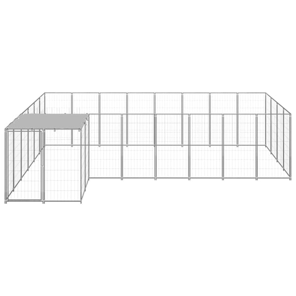 vidaXL Hundegård sølv 10,89 m² stål