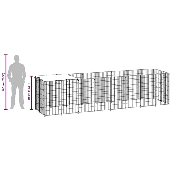 vidaXL hundeløbegård 4,84 m² stål sort