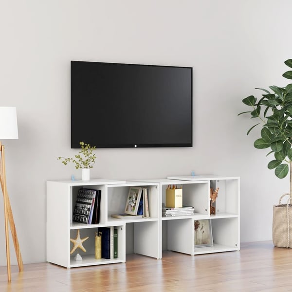 vidaXL TV-benk høyglans hvit 104x30x52 cm konstruert tre