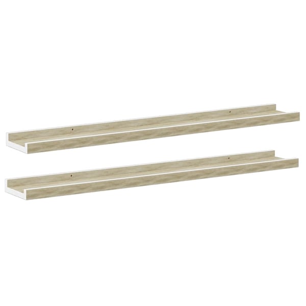 vidaXL væghylder 2 stk. 80x9x3 cm hvid og sonoma-eg