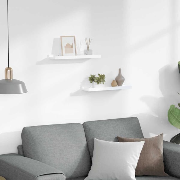 vidaXL Vegghyller 2 stk høyglans hvit 40x9x3 cm