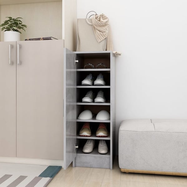 vidaXL Skoskap betonggrå 32x35x92 cm sponplate