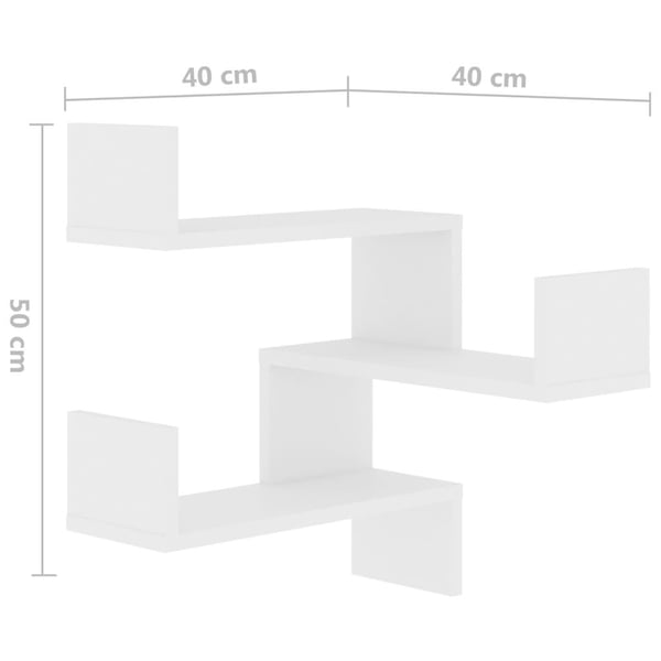 vidaXL Veggmontert hjørnehylle hvit 40x40x50 cm konstruert tre