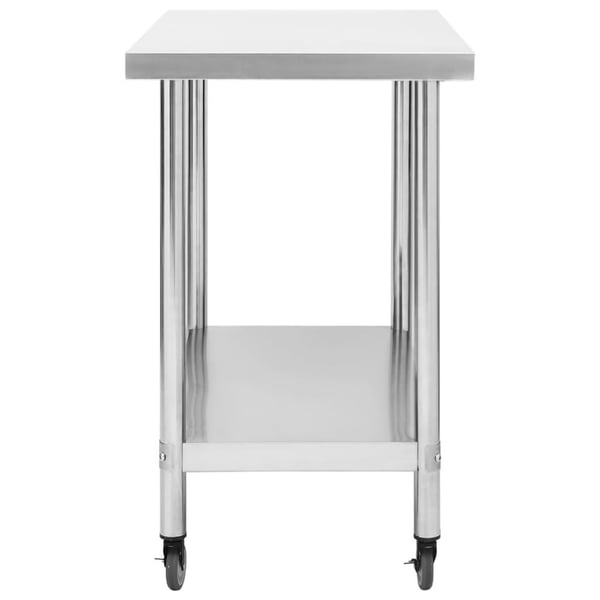 vidaXL Arbeidsbord for kjøkken med hjul 100x30x85 cm rustfritt stål