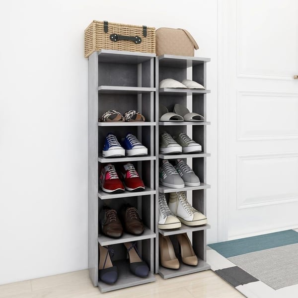 vidaXL Kenkäkaapit 2 kpl betoninharmaa 25x27x102 cm