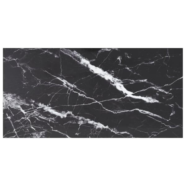 vidaXL bordplade 100x50 cm 6 mm hærdet glas med marmordesign sort