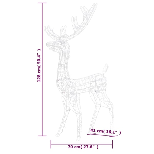 vidaXL Julereinsdyr dekorasjon akryl 140 LED 120 cm varmhvit