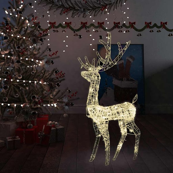 vidaXL Julereinsdyr dekorasjon akryl 140 LED 120 cm varmhvit
