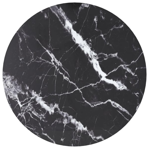 vidaXL bordplade Ø30x0,8 cm hærdet glas med marmordesign sort