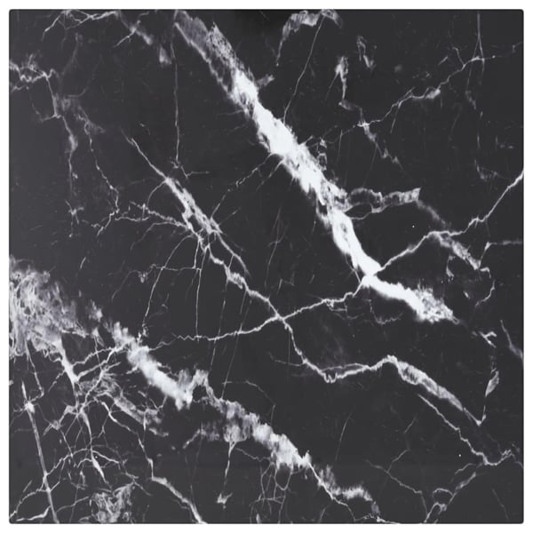 vidaXL bordplade 40x40 cm 6 mm hærdet glas med marmordesign sort