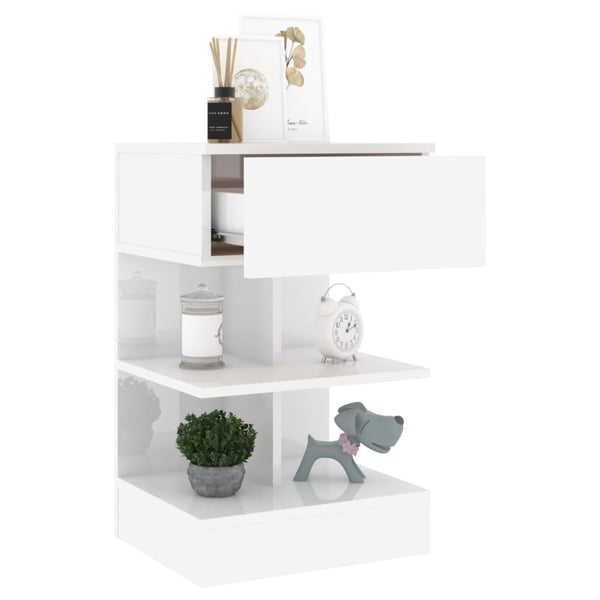 vidaXL Nattbord 2 stk høyglans hvit 40x35x65 cm sponplate