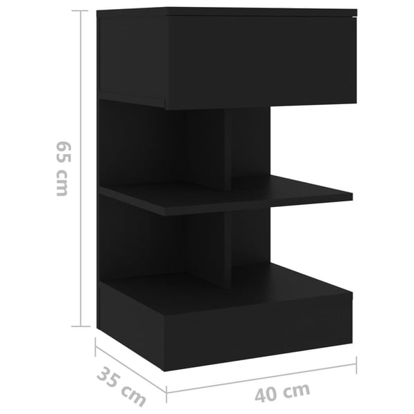 vidaXL Nattbord svart 40x35x65 cm sponplate