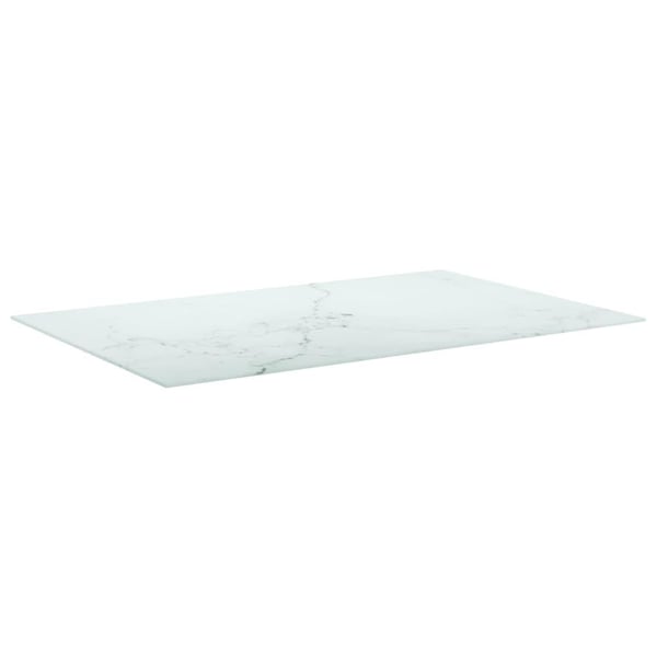 vidaXL Bordplate hvit 100x62 cm 8 mm herdet glass med marmor design