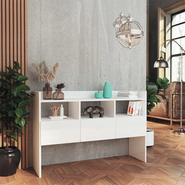 vidaXL skænk 105x30x70 cm spånplade hvid højglans