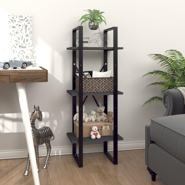 vidaXL Bokhylla 3 hyllplan grå 40x30x105 cm konstruerat trä