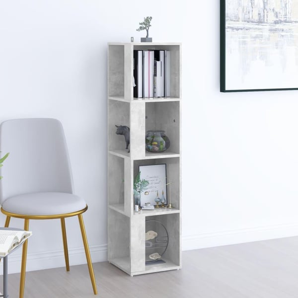vidaXL hjørnereol 33x33x132 cm spånplade betongrå