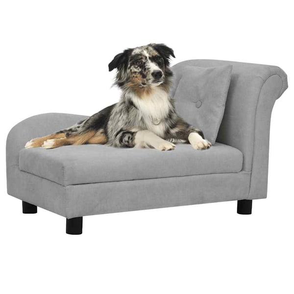 vidaXL hundesofa med pude 83x44x44 cm plys grå