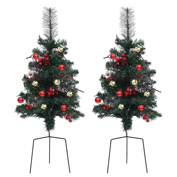 vidaXL kunstige juletræer med lys 2 stk. til havesti 76 cm PVC