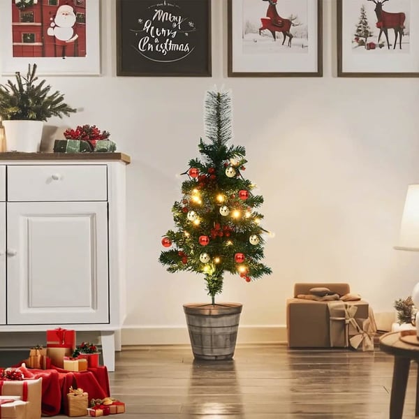 vidaXL kunstige juletræer med lys 2 stk. til havesti 76 cm PVC