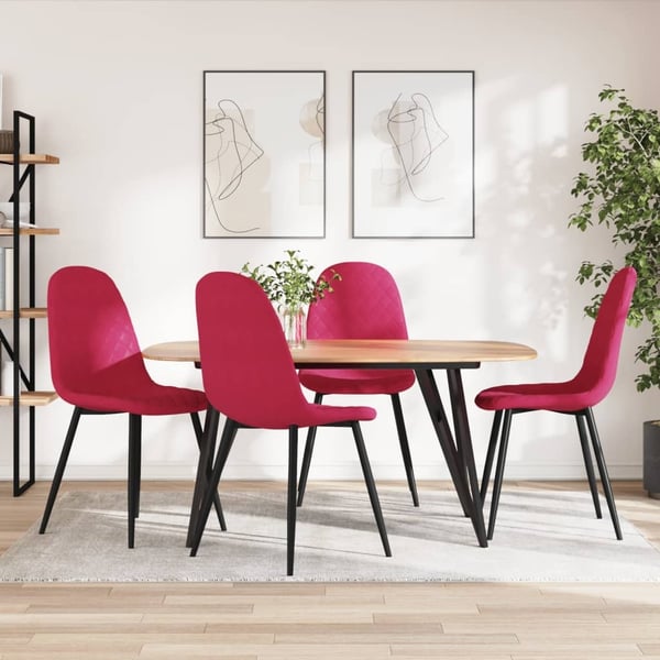 vidaXL spisebordsstole 4 stk. velour vinrød