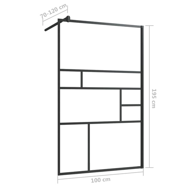 vidaXL brusevæg 100x195 cm klart sikkerhedsglas sort