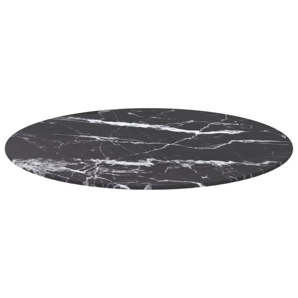 vidaXL Bordplate svart Ø70x0,8 cm herdet glass med marmor design
